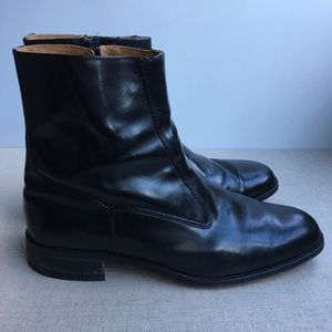 Florsheim Men US 10.5 Black Leather Zip-Up Boots